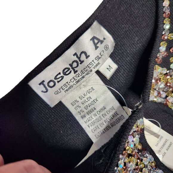 Vtg 90s Medium Sweater Black Sequin Silk Blend Keyhole Glam Sexy NOS Joseph A - Picture 4 of 7